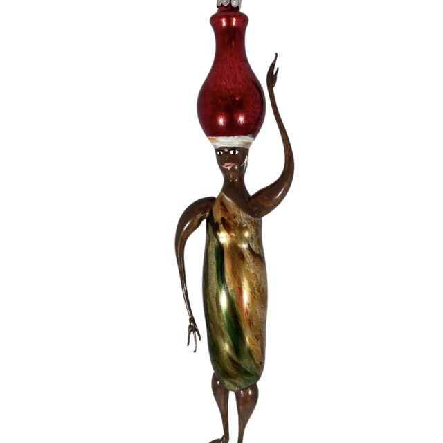 African lady green dress- red jug