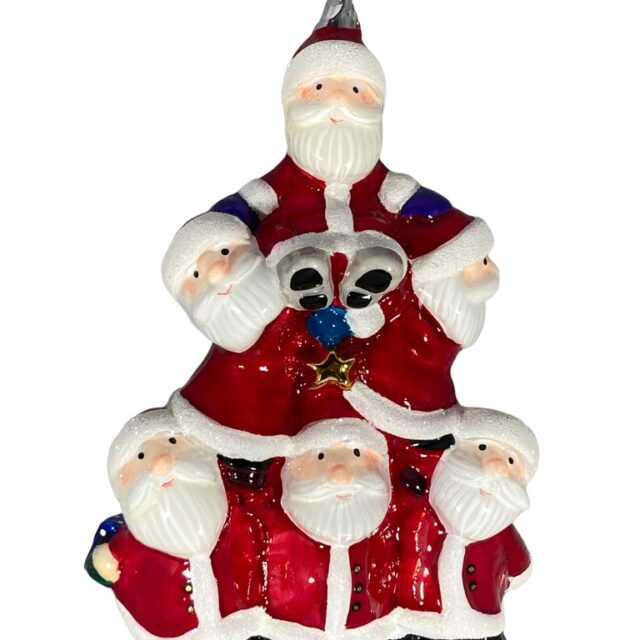 Santa Claus, kerstman, vintage christmas, retired ornaments, Christopher Radko ornaments, kerst, christmas, glass ornaments, christmas nostalgie, bag of gifts Santa piramid, toren van kerstmannen, santa having fun,