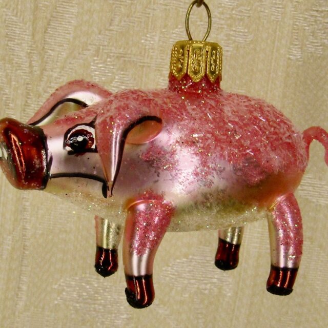 pig, varken, dier, animal, farm animal, boerderij dier, wildwest, cowboys and indians, kerst, chirstmas, christmastree, kerstboom, holiday onament, glasornament, glazen kerstbal, nostalgia,