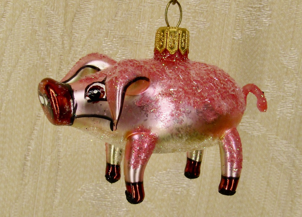 pig, varken, dier, animal, farm animal, boerderij dier, wildwest, cowboys and indians, kerst, chirstmas, christmastree, kerstboom, holiday onament, glasornament, glazen kerstbal, nostalgia,