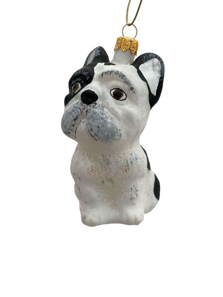 french bull, franse bulldog, hond, dog, dier, animal, farm animal, boerderij dier, wildwest, cowboys and indians, kerst, chirstmas, christmastree, kerstboom, holiday onament, glasornament, glazen kerstbal, nostalgia,