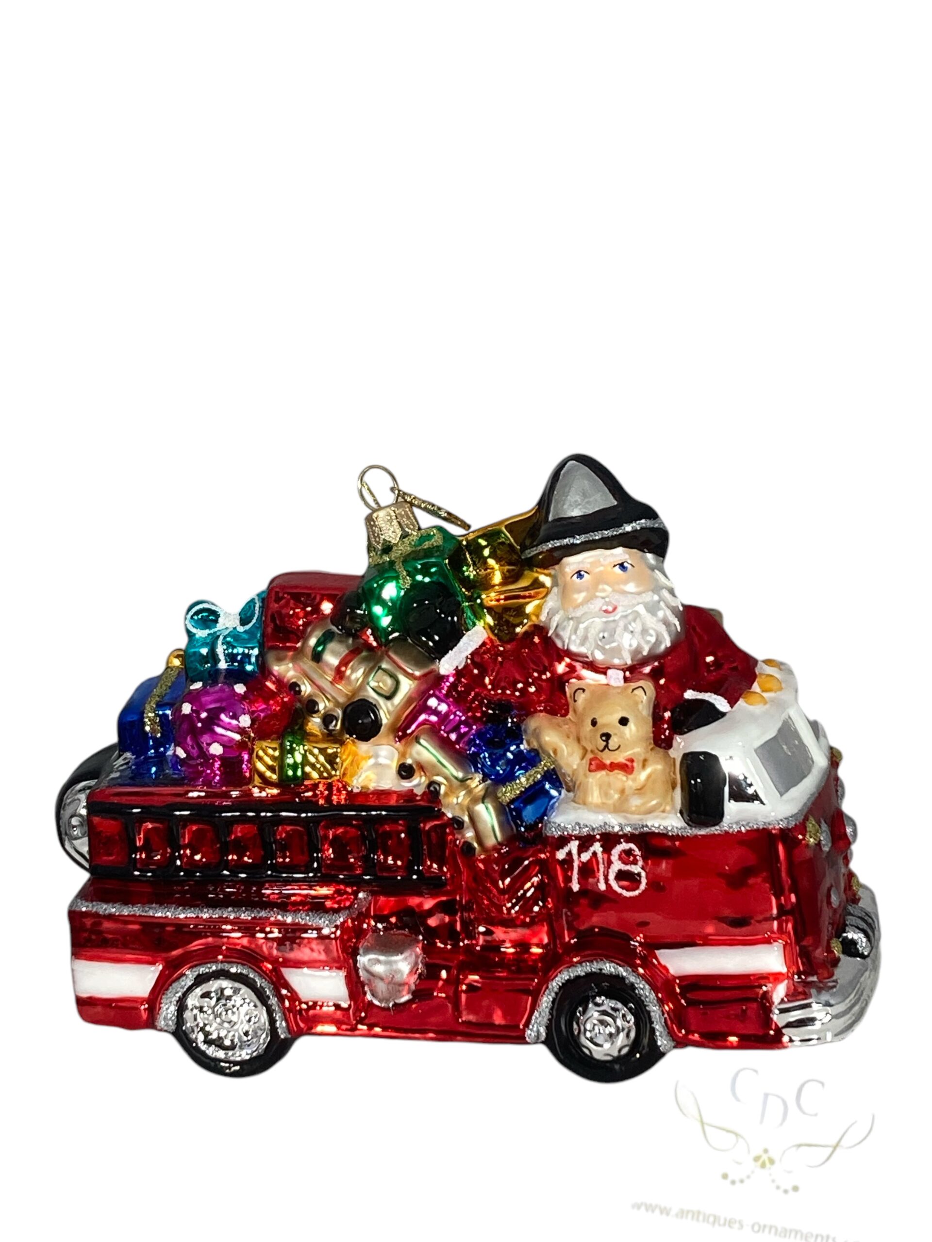 firetruck, brandweerwagen, transport, vehicle, vervoer, emergency services, hulpdiensten, kerst, kerstdecoratie, christmas, christsmasdecoration, santa claus, kerstman, kerstboom , christmas tree, huras ornaments, glas ornaments,