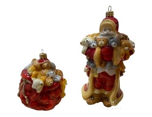 Santa is Bringing bears, Santaclaus, kerstman, bears, beren, animals, dieren, kerstbom, christmas tree, chrisrtmasdecoration,kerstversiering, glassornaments, ornaments sets, Komozja